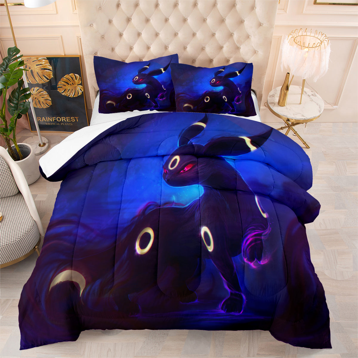 Pokemon Umbreon Comforter Pillowcase Sets Blanket All Season Reversible Quilted Duvet