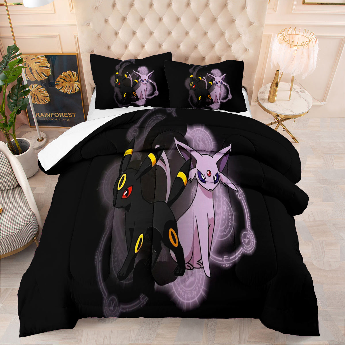 Pokemon Umbreon Comforter Pillowcase Sets Blanket All Season Reversible Quilted Duvet