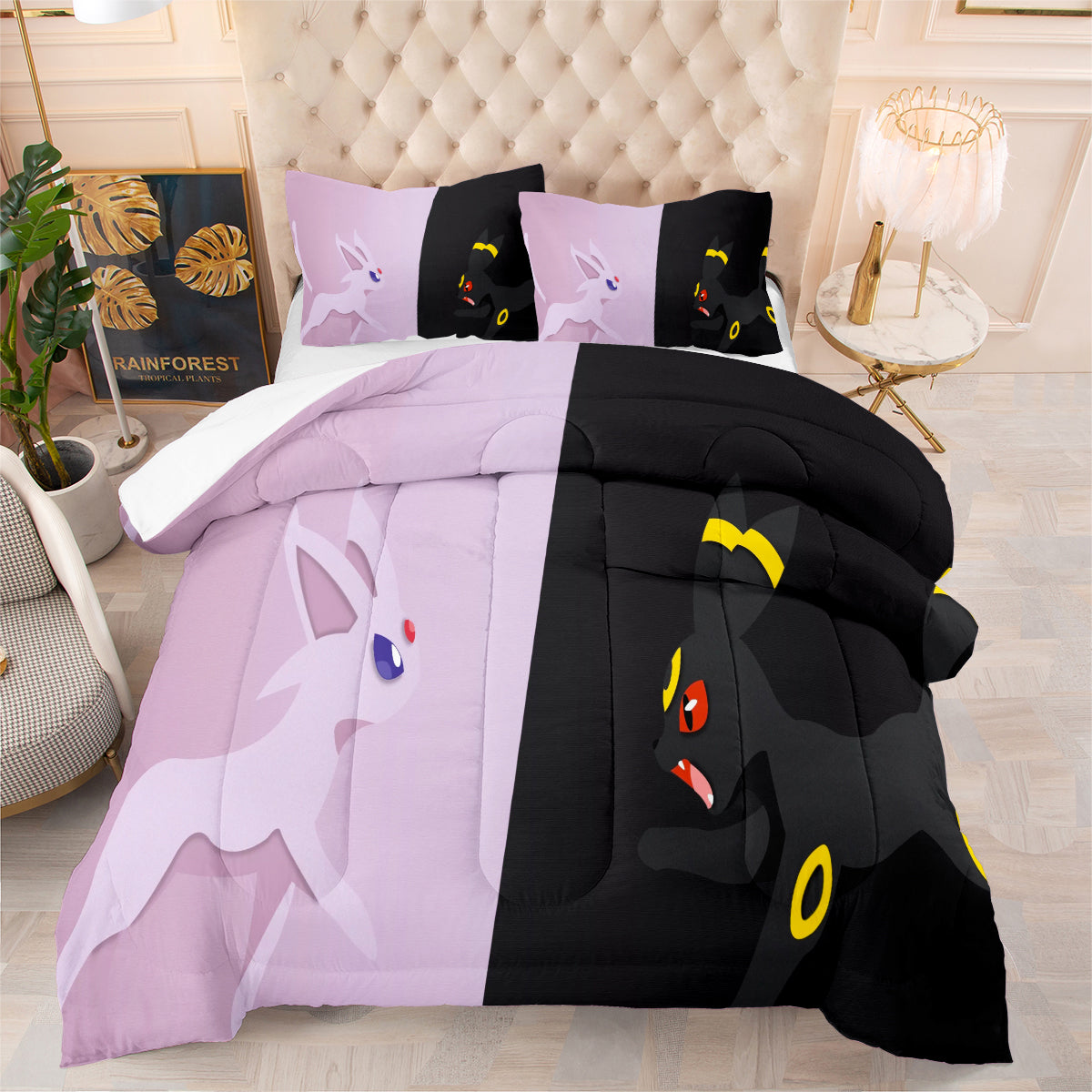 Pokemon Umbreon Comforter Pillowcase Sets Blanket All Season Reversible Quilted Duvet