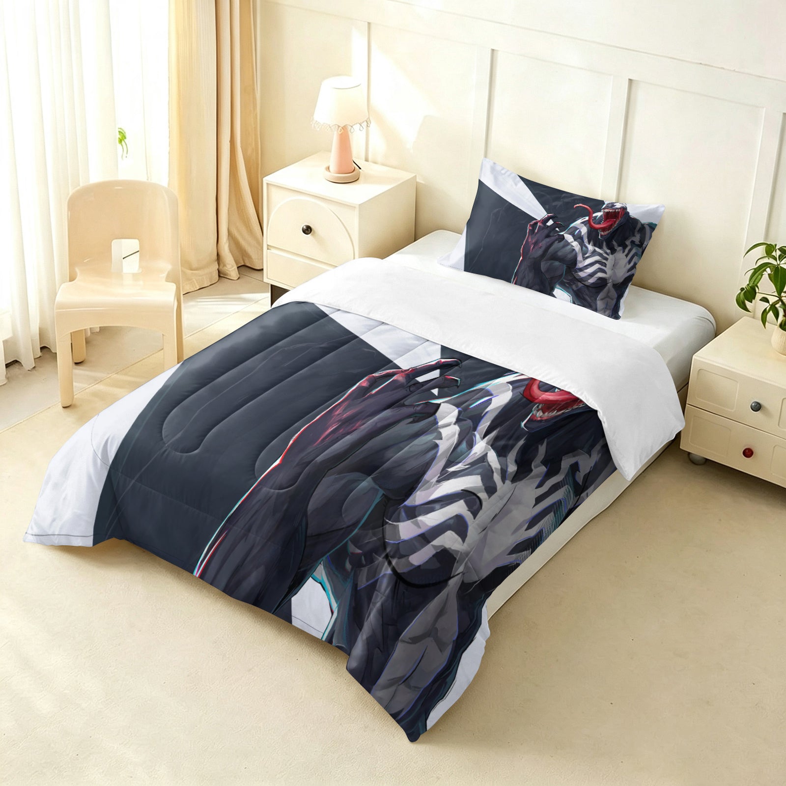 ‌Marvel Rivals Venom Comforter Pillowcase Sets Blanket All Season Reversible Quilted Duvet