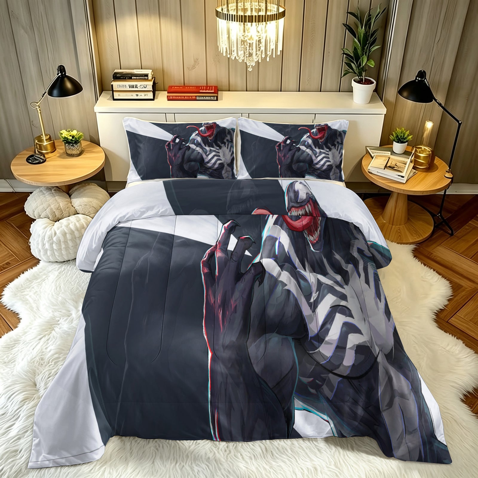 ‌Marvel Rivals Venom Comforter Pillowcase Sets Blanket All Season Reversible Quilted Duvet