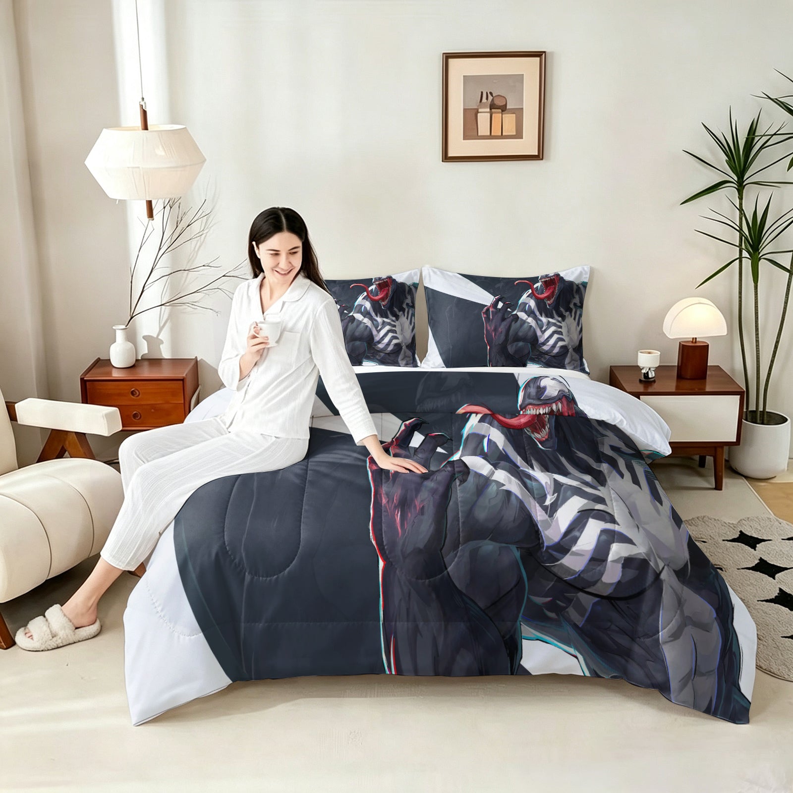 ‌Marvel Rivals Venom Comforter Pillowcase Sets Blanket All Season Reversible Quilted Duvet