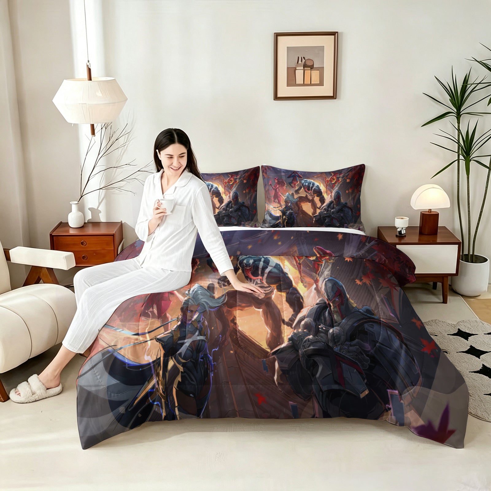 ‌Marvel Rivals Venom Comforter Pillowcase Sets Blanket All Season Reversible Quilted Duvet