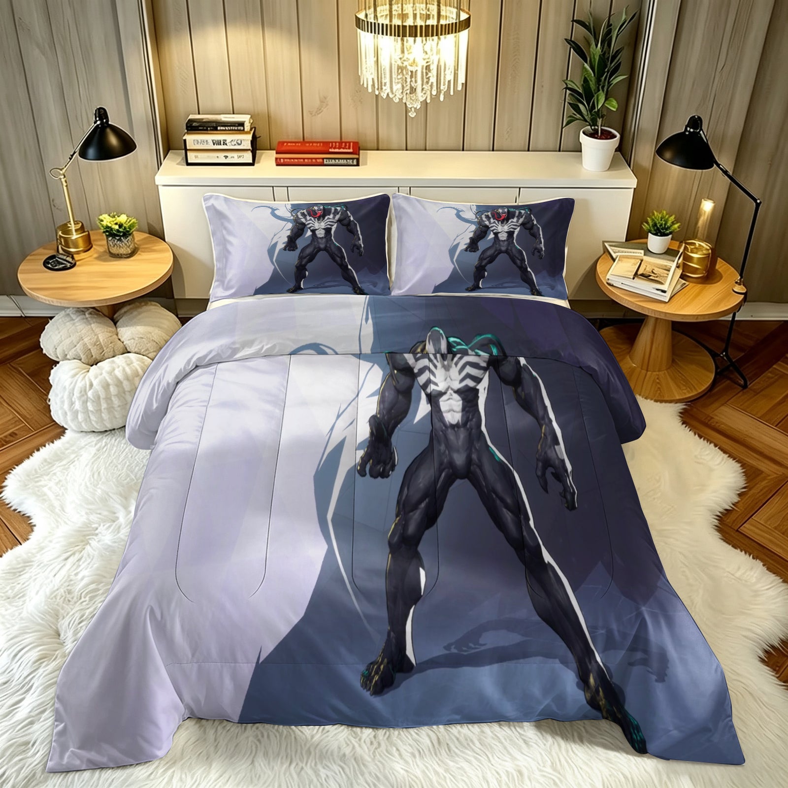 ‌Marvel Rivals Venom Comforter Pillowcase Sets Blanket All Season Reversible Quilted Duvet
