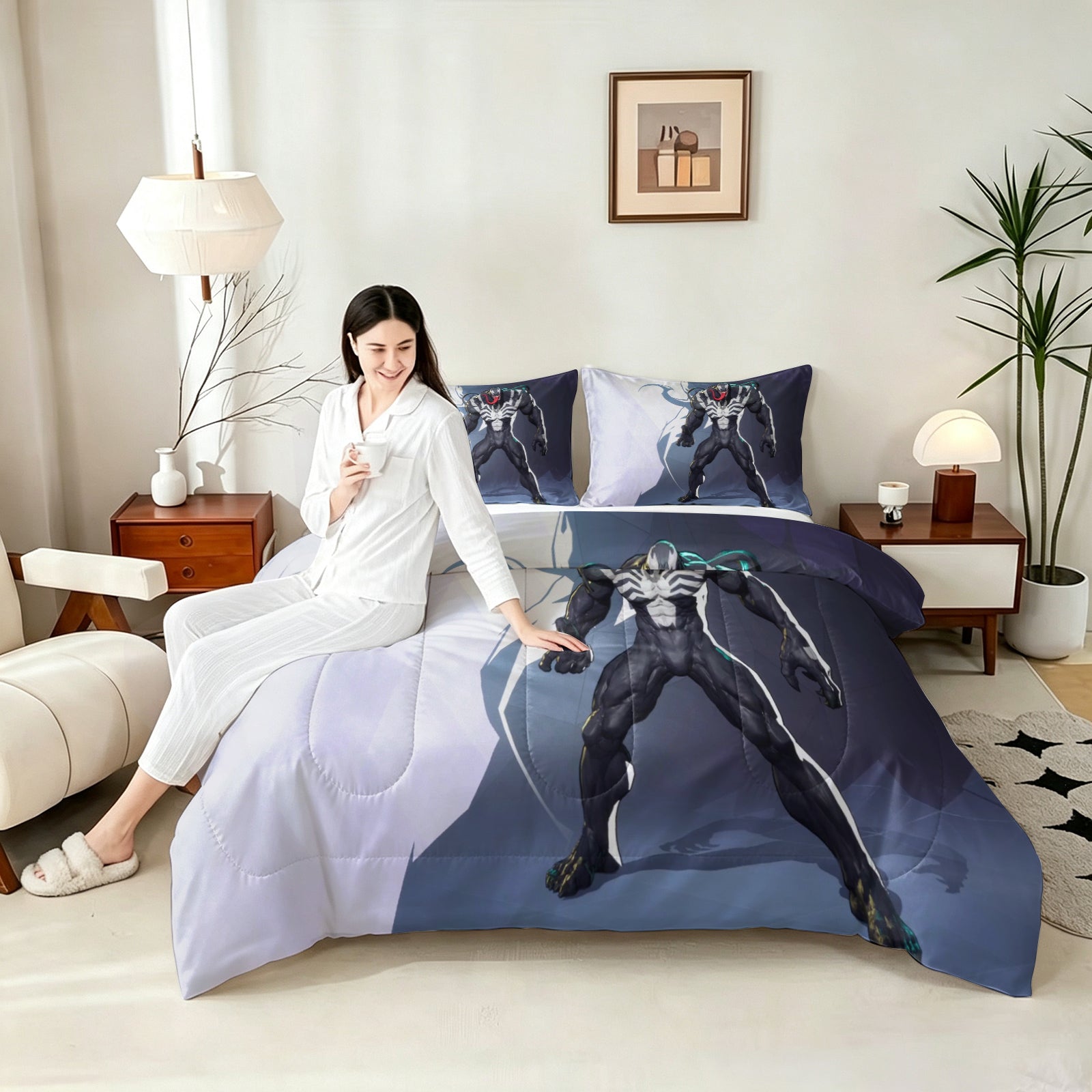 ‌Marvel Rivals Venom Comforter Pillowcase Sets Blanket All Season Reversible Quilted Duvet