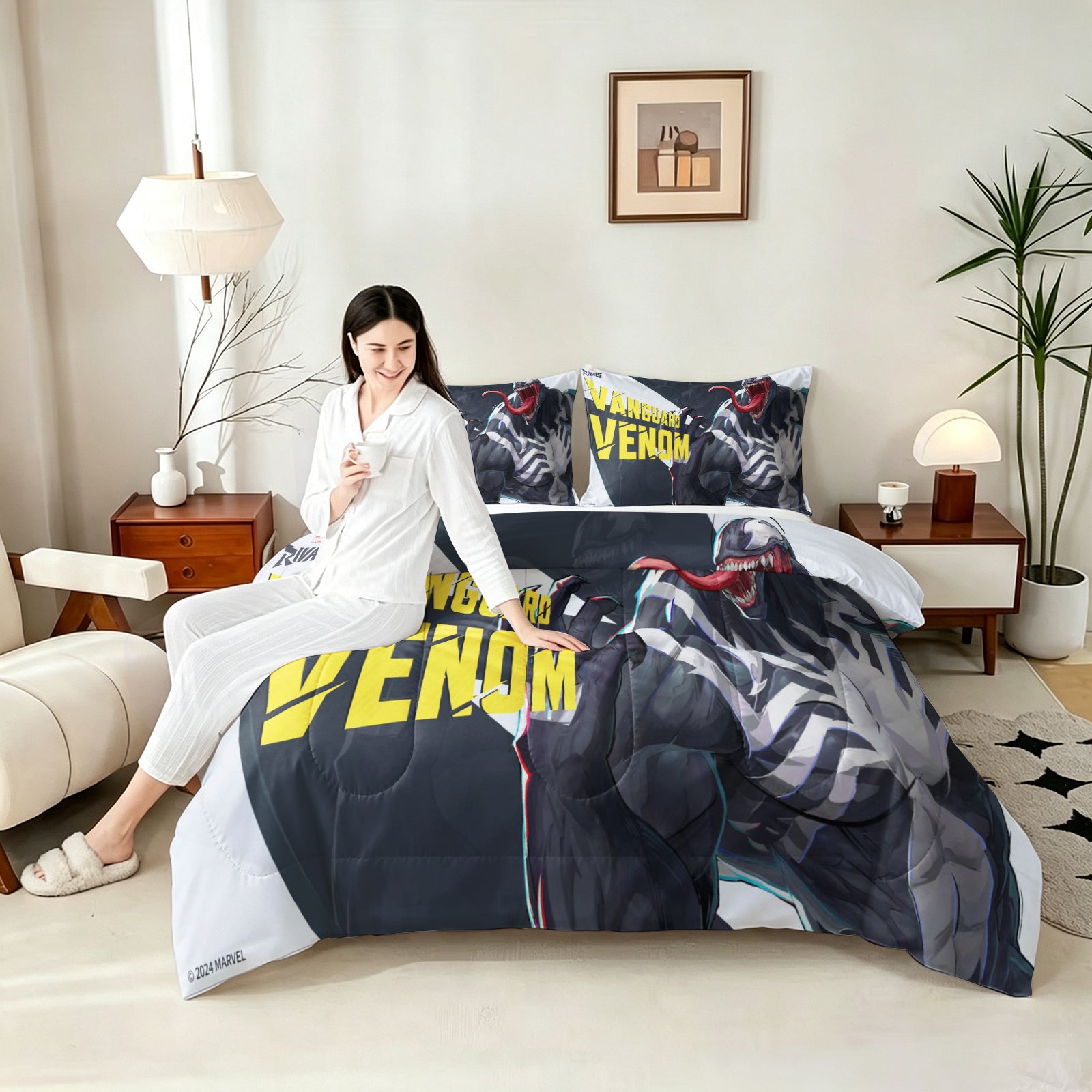 ‌Marvel Rivals Venom Comforter Pillowcase Sets Blanket All Season Reversible Quilted Duvet