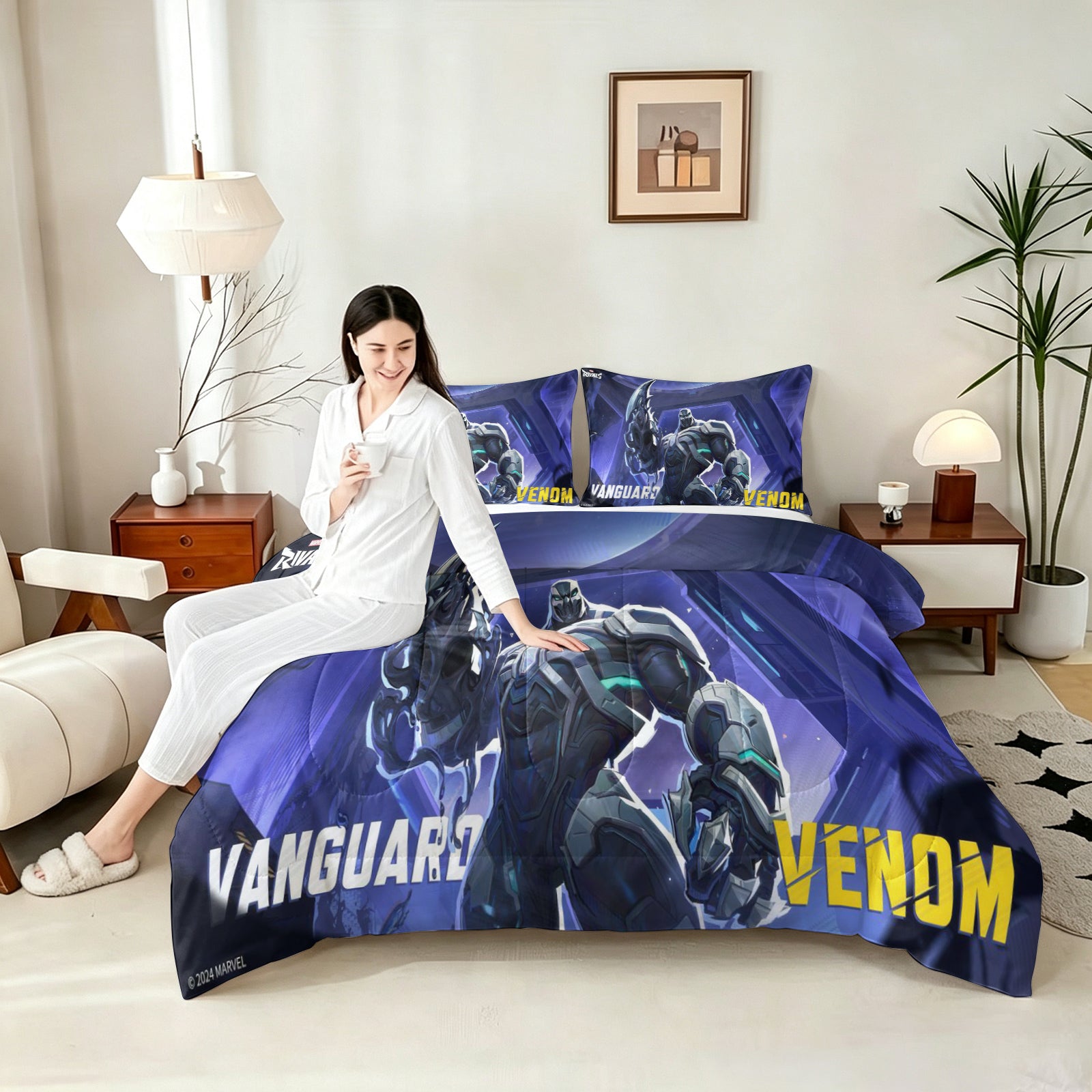 ‌Marvel Rivals Venom Comforter Pillowcase Sets Blanket All Season Reversible Quilted Duvet