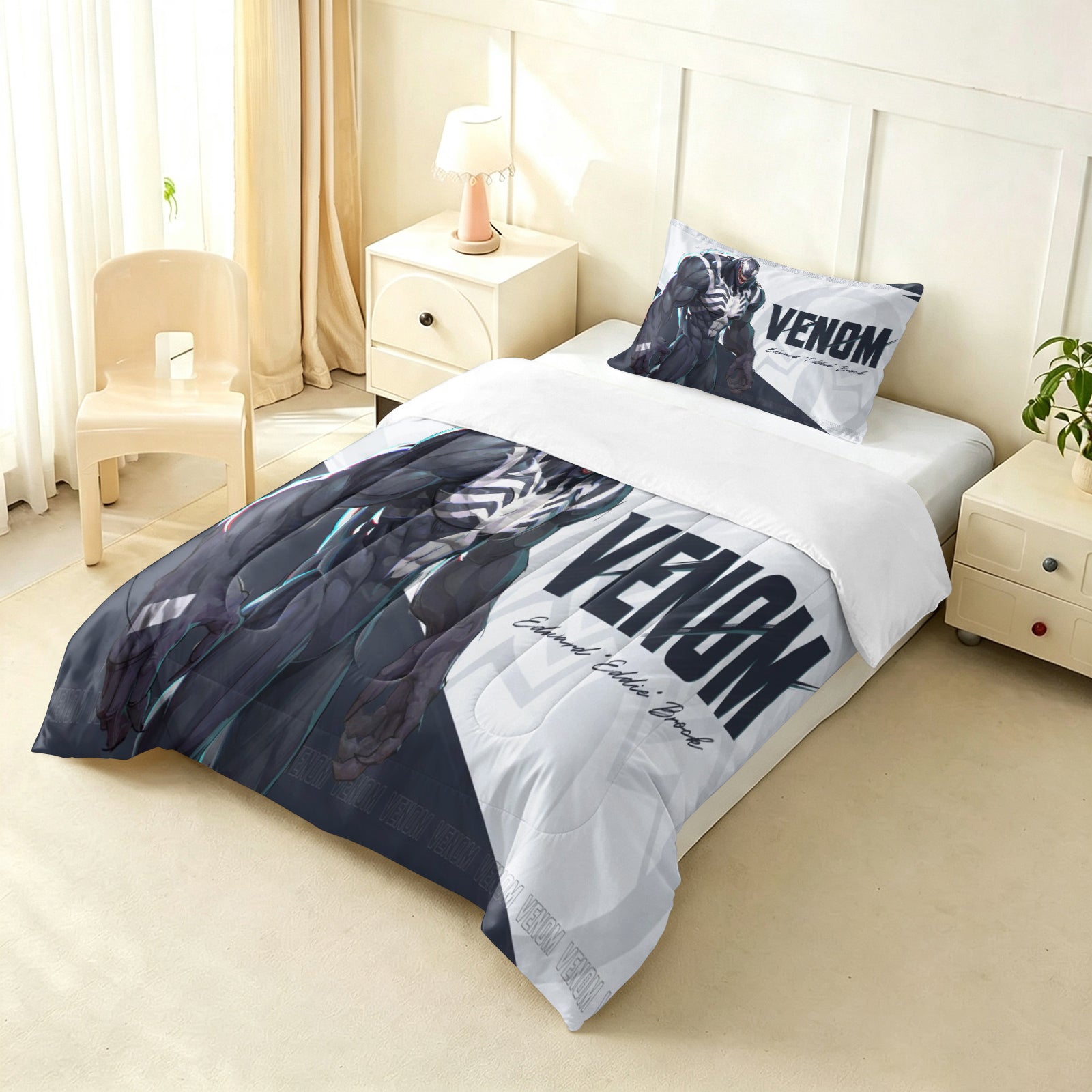 ‌Marvel Rivals Venom Comforter Pillowcase Sets Blanket All Season Reversible Quilted Duvet