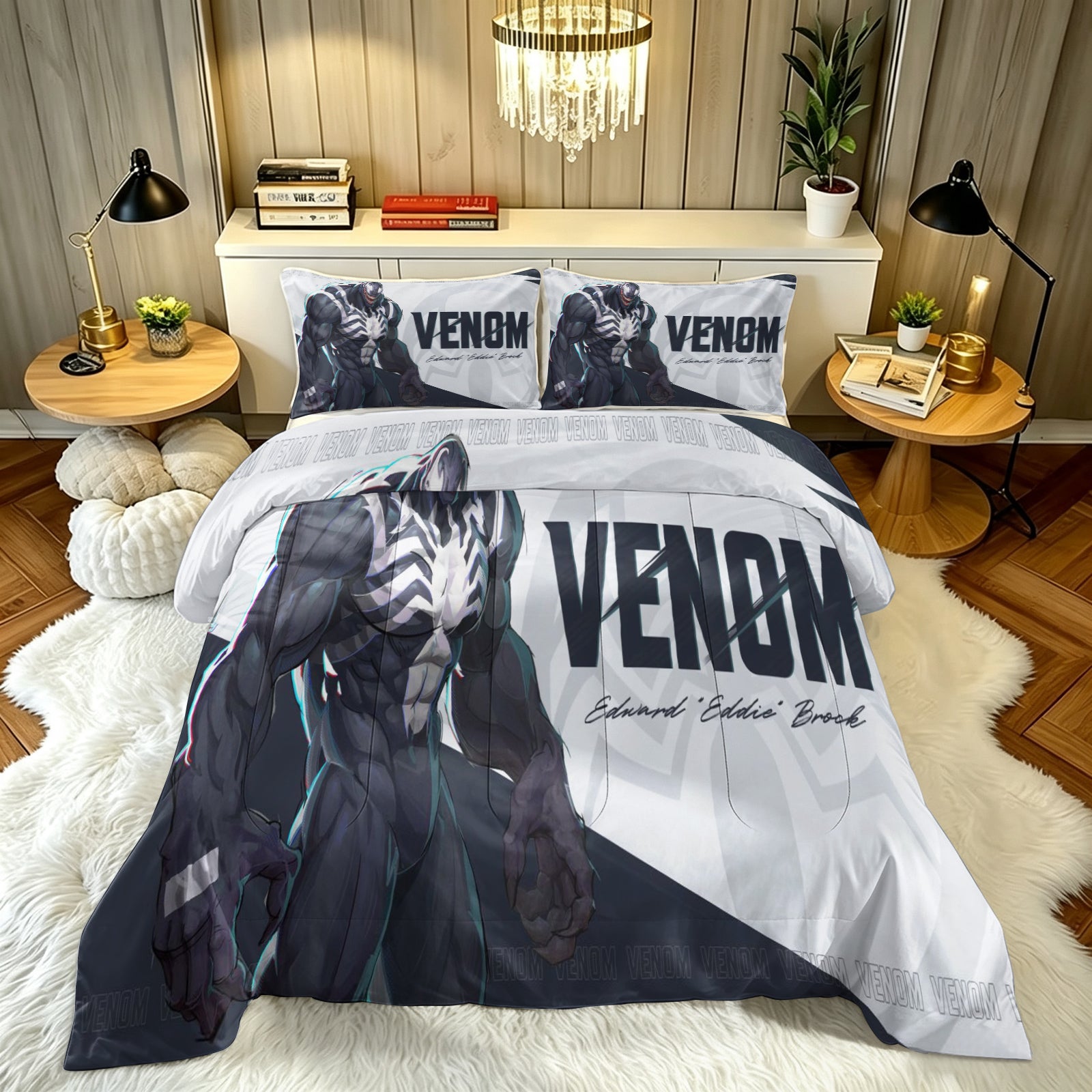 ‌Marvel Rivals Venom Comforter Pillowcase Sets Blanket All Season Reversible Quilted Duvet
