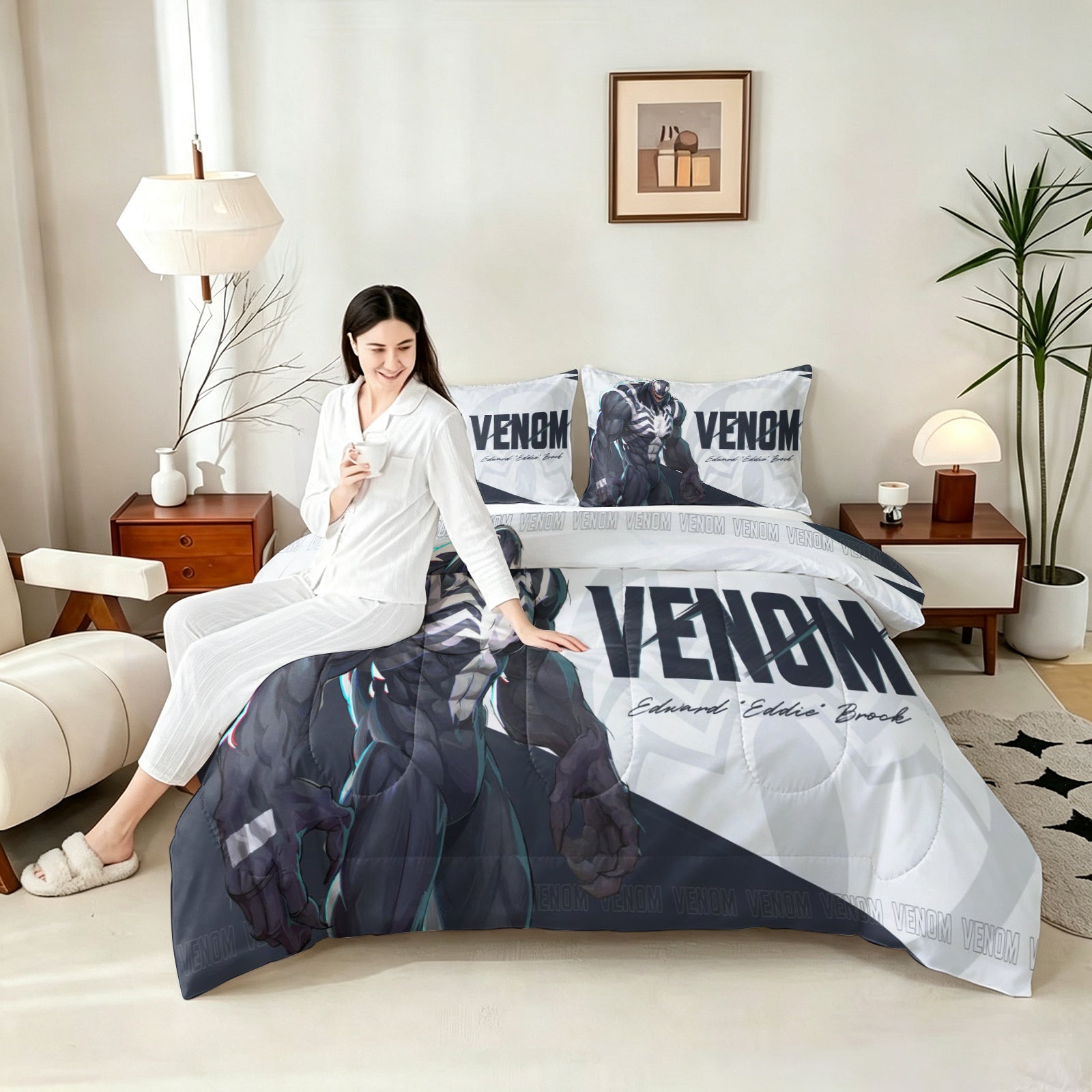 ‌Marvel Rivals Venom Comforter Pillowcase Sets Blanket All Season Reversible Quilted Duvet