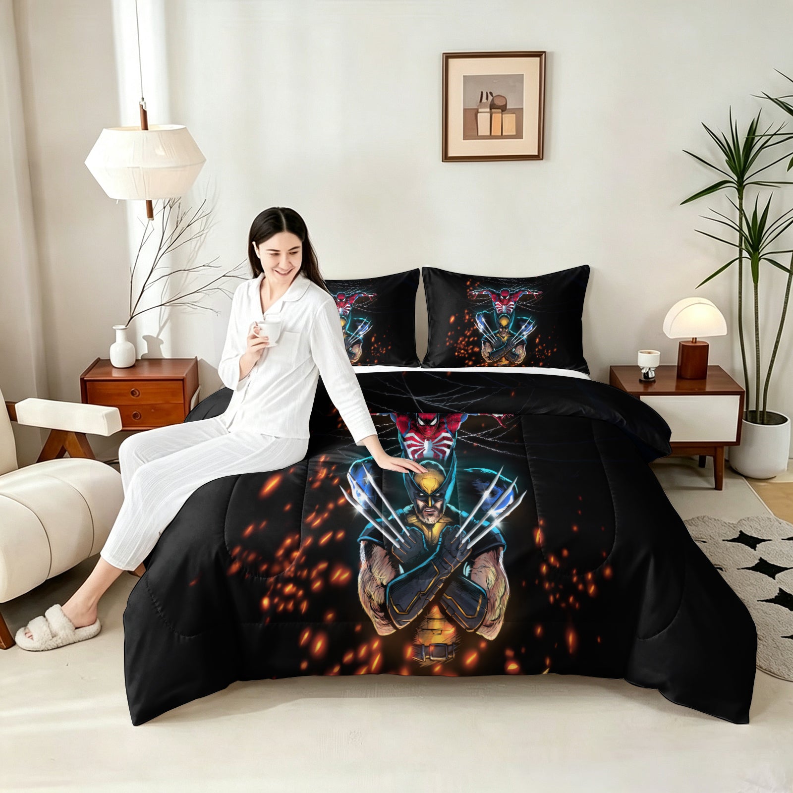 ‌Marvel Rivals Wolverine Comforter Pillowcase Sets Blanket All Season Reversible Quilted Duvet