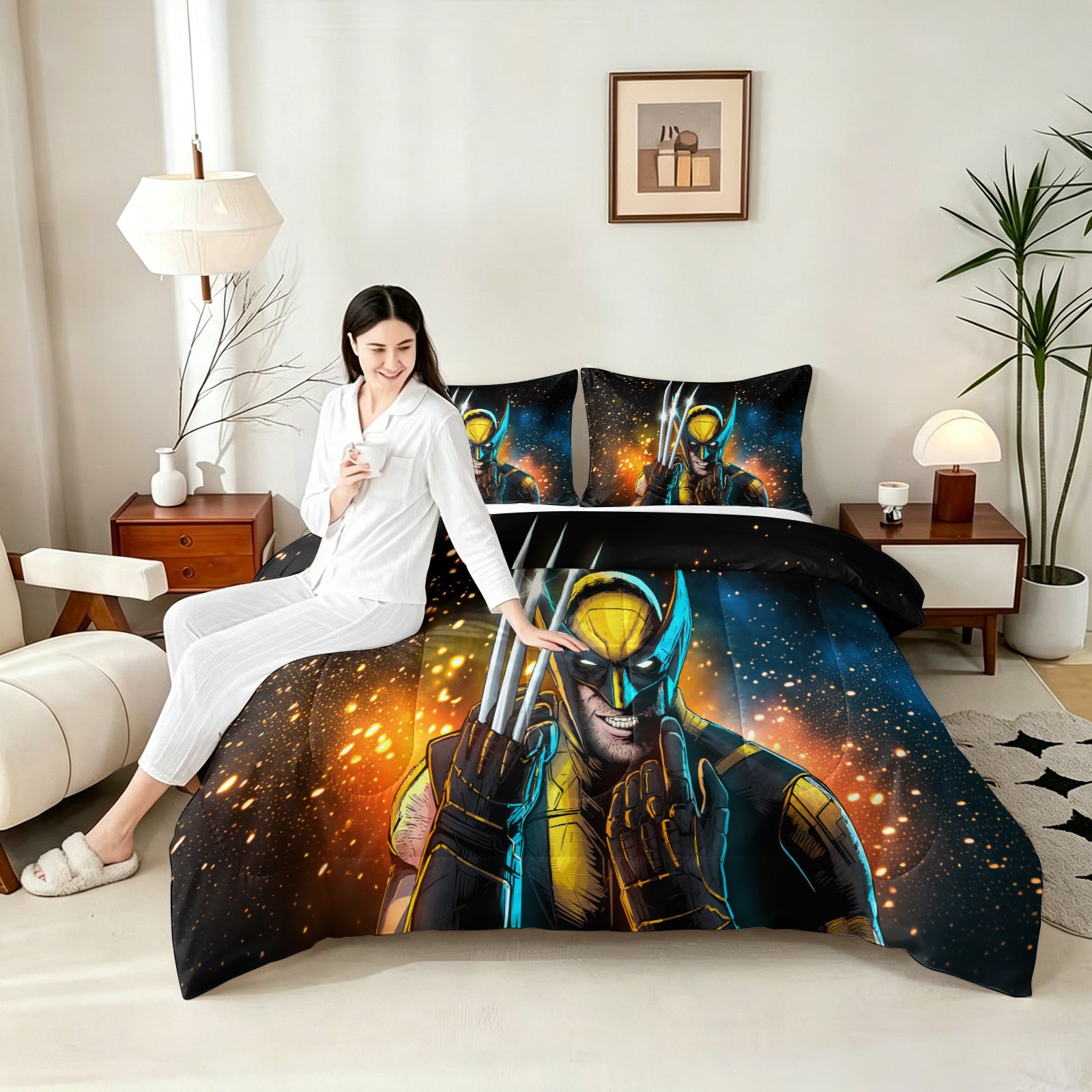 ‌Marvel Rivals Wolverine Comforter Pillowcase Sets Blanket All Season Reversible Quilted Duvet
