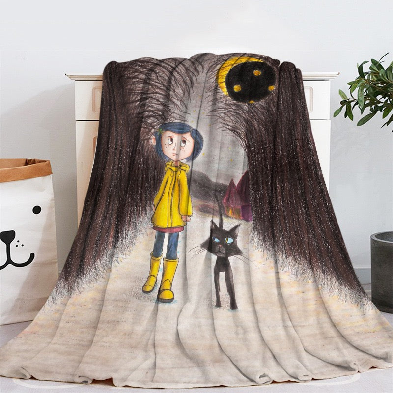 Coraline and the Secret Door 3D Printed Plush Blanket Flannel Fleece Throw