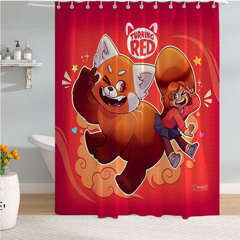 Turning Red Shower Curtain Waterproof Bath Curtains Bathroom Decor With Hooks