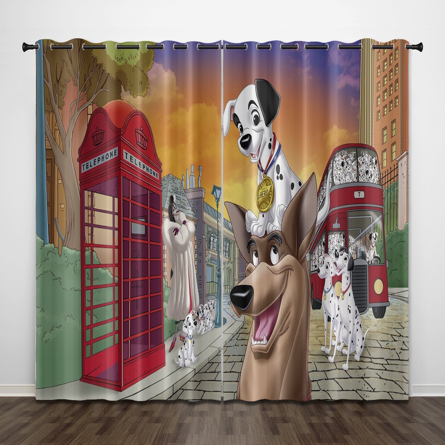 2024 NEW 101 Dalmatians Curtains Pattern Blackout Window Drapes