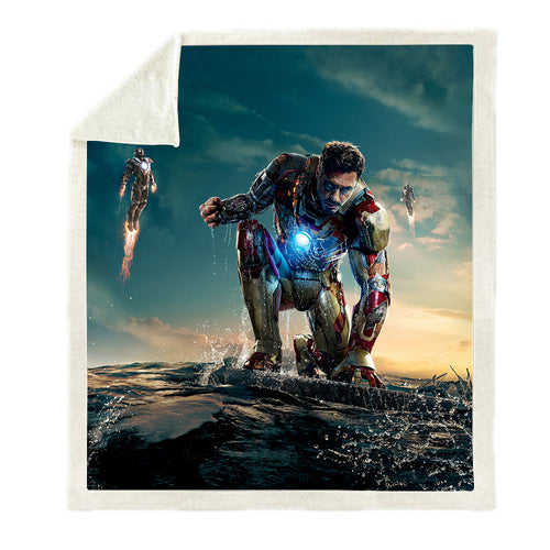Iron Man Tony Stark #6 Blanket Super Soft Cozy Sherpa Fleece Throw Blanket for Men Boys