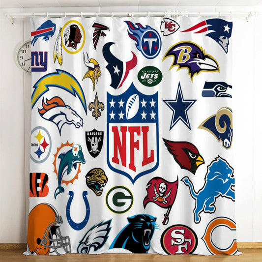 Football Logo Blackout Curtains For Window Treatment Set For Living Room Bedroom 1000