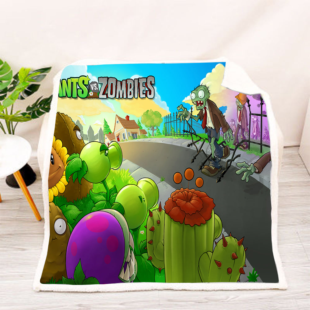 Plants vs Zombies Blanket  Cozy Sherpa Fleece Throw Blanket for Kids Adults