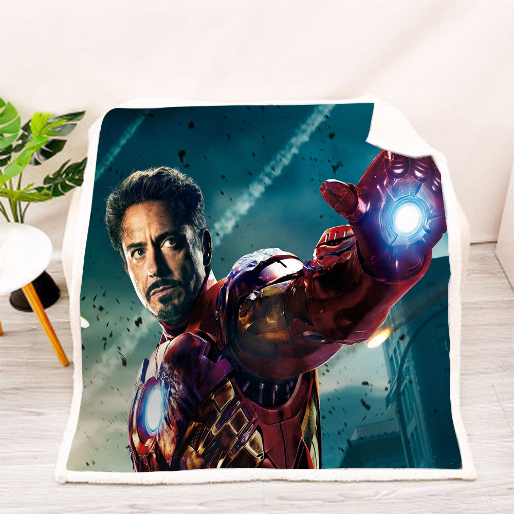 Iron Man Tony Stark #3 Blanket Super Soft Cozy Sherpa Fleece Throw Blanket for Men Boys