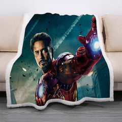 Iron Man Tony Stark #3 Blanket Super Soft Cozy Sherpa Fleece Throw Blanket for Men Boys