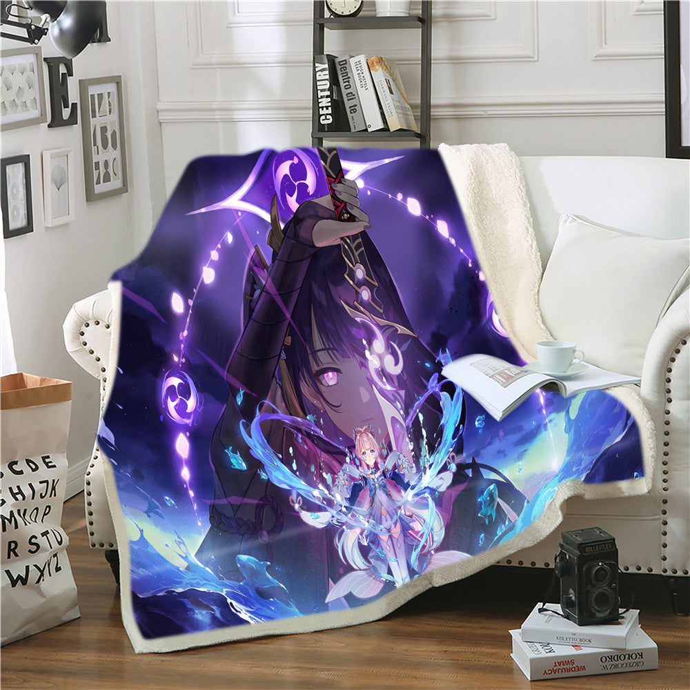 Genshin Impact Blanket Super Soft Cozy Sherpa Fleece Throw Blanket for Kids Adults