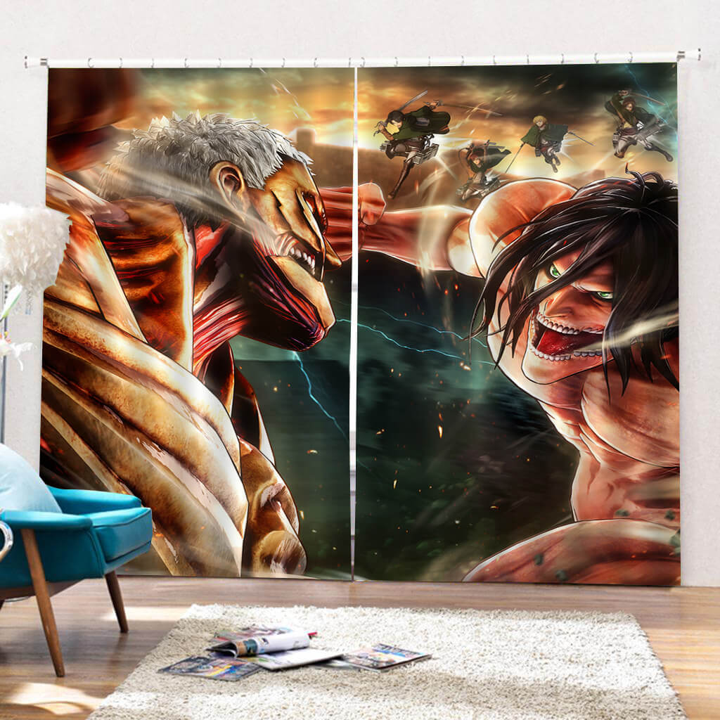 2024 NEW 2 Panels Attack on Titan Curtains Cosplay Blackout Window Drapes