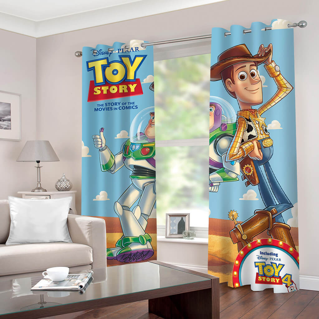2024 NEW 2 Panels Toy Story Curtains Blackout Window Drapes for Room Decoration