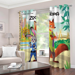 2024 NEW 2 Panels Zootopia Curtains Blackout Window Drapes for Room Decoration