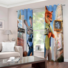 2024 NEW 2 Panels Zootopia Curtains Blackout Window Drapes for Room Decoration