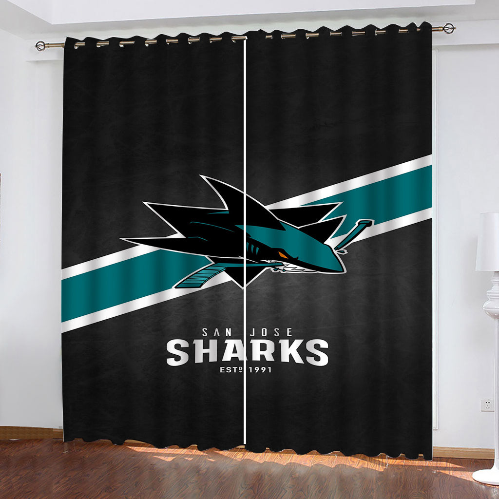 San Jose Sharks Hockey League Blackout Curtain for Living Room Bedroom Window Treatment