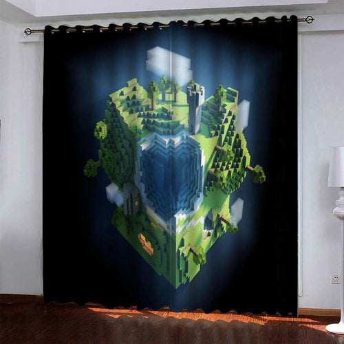 Minecraft #2 Blackout Curtains For Window Treatment Set For Living Room Bedroom