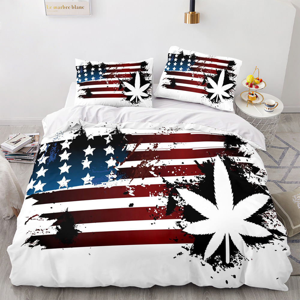 2024 NEW 420 weed plant 3 Piece Bedding Sets Quilt Cover Without Filler