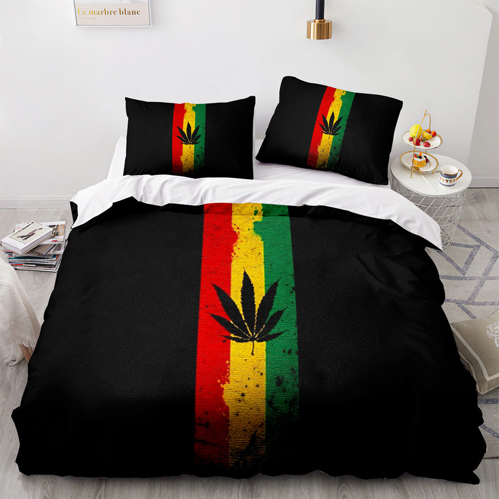 2024 NEW 420 weed plant 3 Piece Bedding Sets Quilt Cover Without Filler