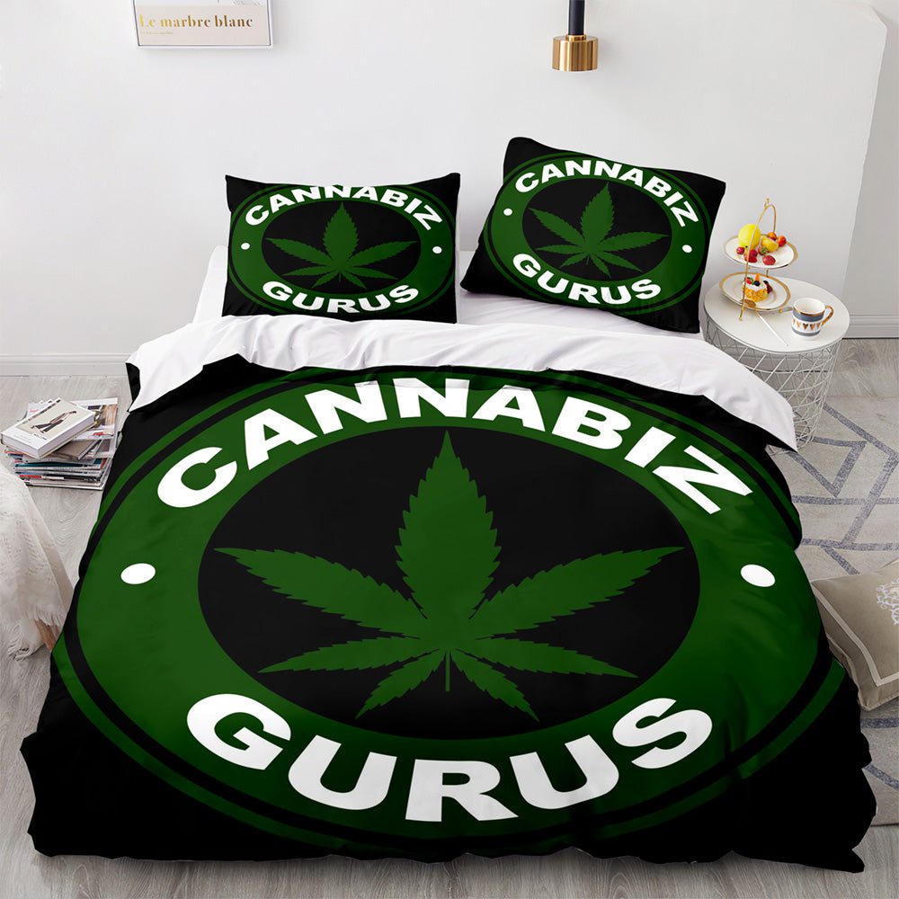 2024 NEW 420 weed plant 3 Piece Bedding Sets Quilt Cover Without Filler