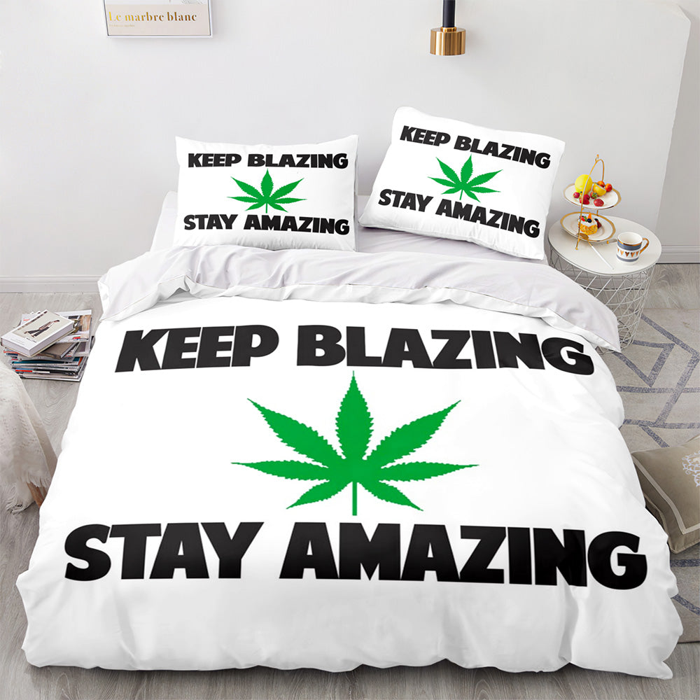 2024 NEW 420 weed plant 3 Piece Bedding Sets Quilt Cover Without Filler