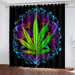 2024 NEW 420 weed plant Pattern Curtains Blackout Window Treatments Drapes