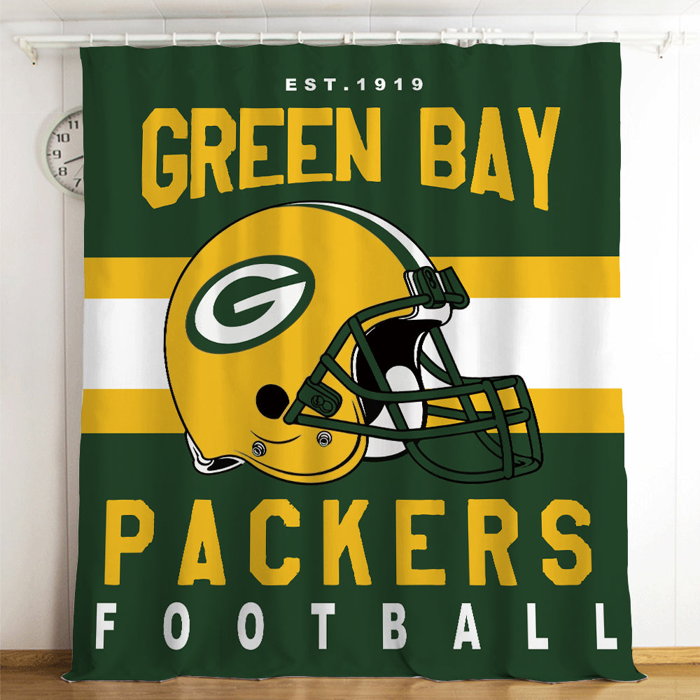 Green Bay Packers Football League #4 Blackout Curtains For Window Treatment Set For Living Room Bedroom