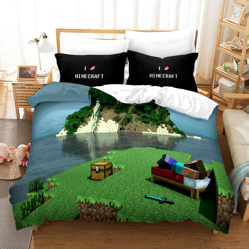 Minecraft #13 Duvet Cover Quilt Cover Pillowcase Bedding Set Bed Linen Home Bedroom Decor