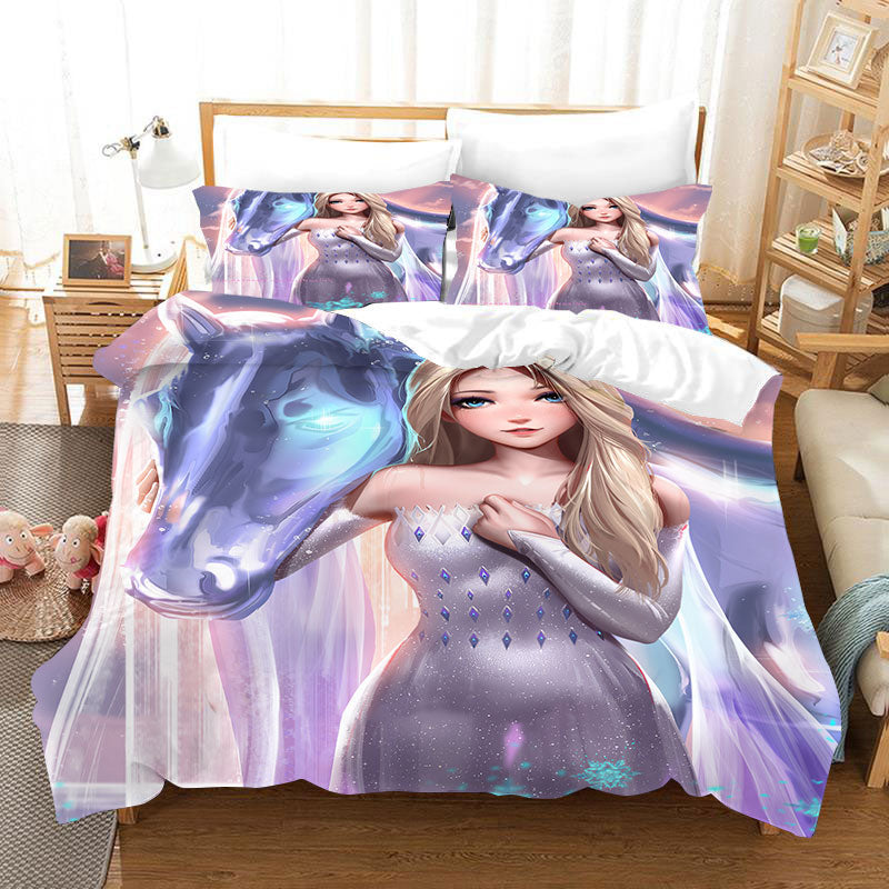 Frozen Anna Elsa Princess #23 Duvet Cover Quilt Cover Pillowcase Bedding Set Bed Linen Home Bedroom Decor