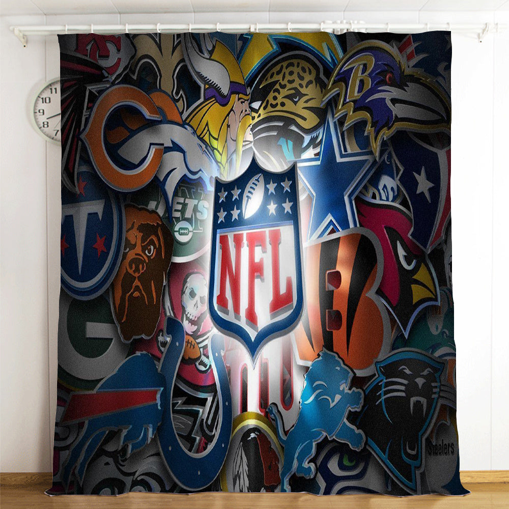 Football League #7 Blackout Curtains For Window Treatment Set For Living Room Bedroom