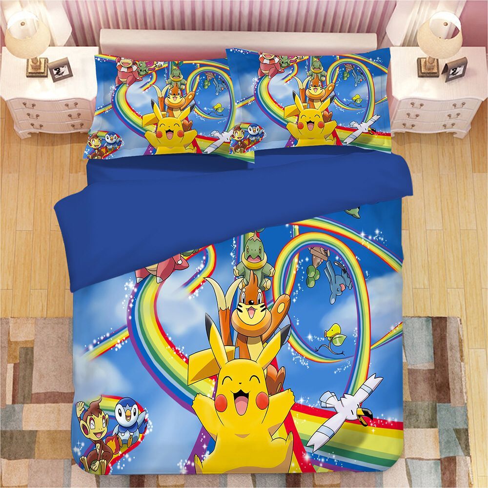 Cartoon Pikachu #7 Duvet Cover Quilt Cover Pillowcase Animation Bedding Set