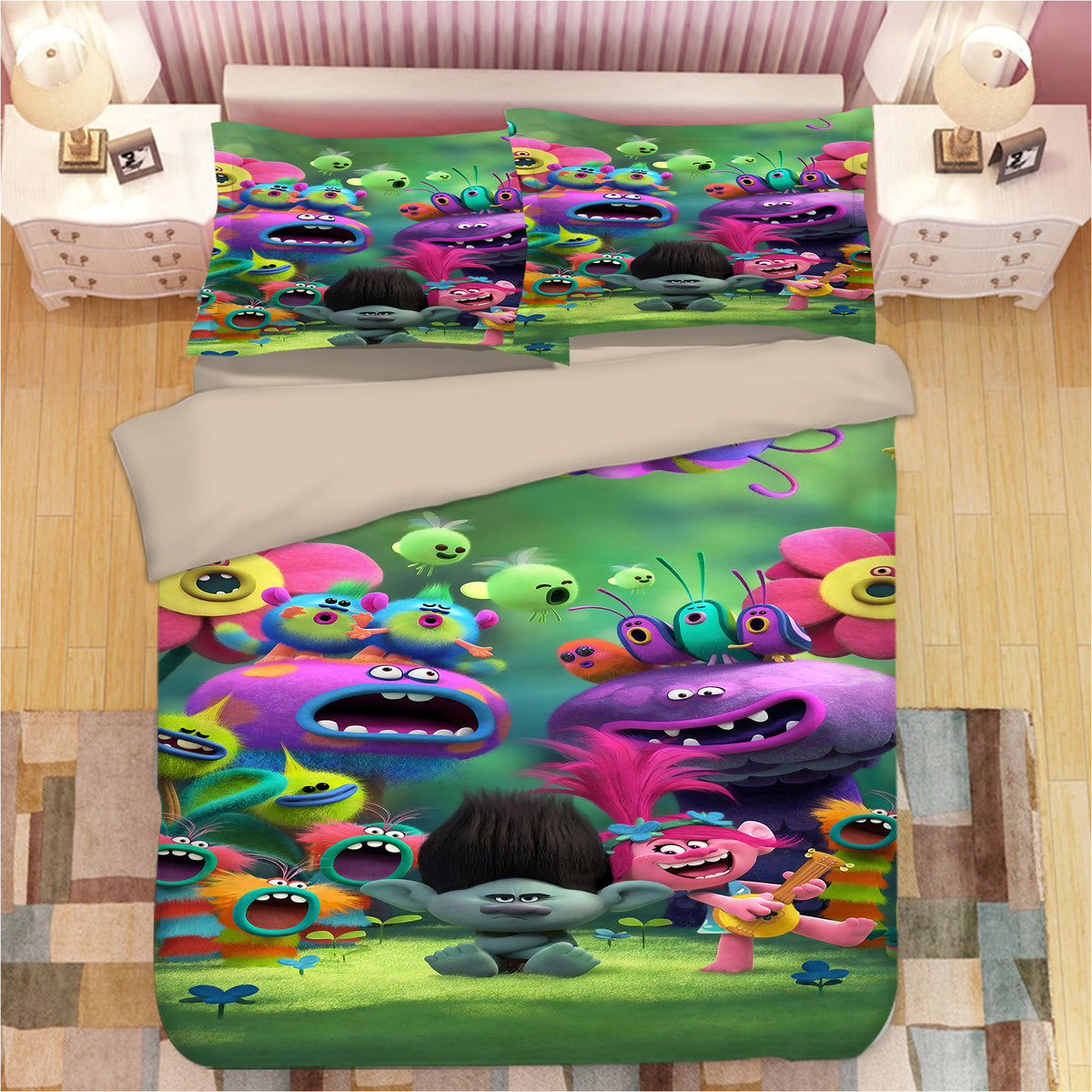 Trolls Poppy #13 Duvet Cover Quilt Cover Pillowcase Bedding Set Bed Linen Home Bedroom Decor