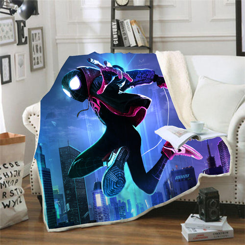 Spider-Man Into the Spider-Verse Miles Morales  #12 Blanket Super Soft Cozy Sherpa Fleece Throw Blanket for Men Boys