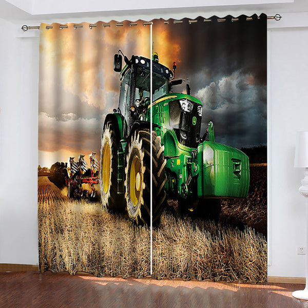 2025 NEW Agriculture Tractor Curtains Pattern Blackout Window Drapes