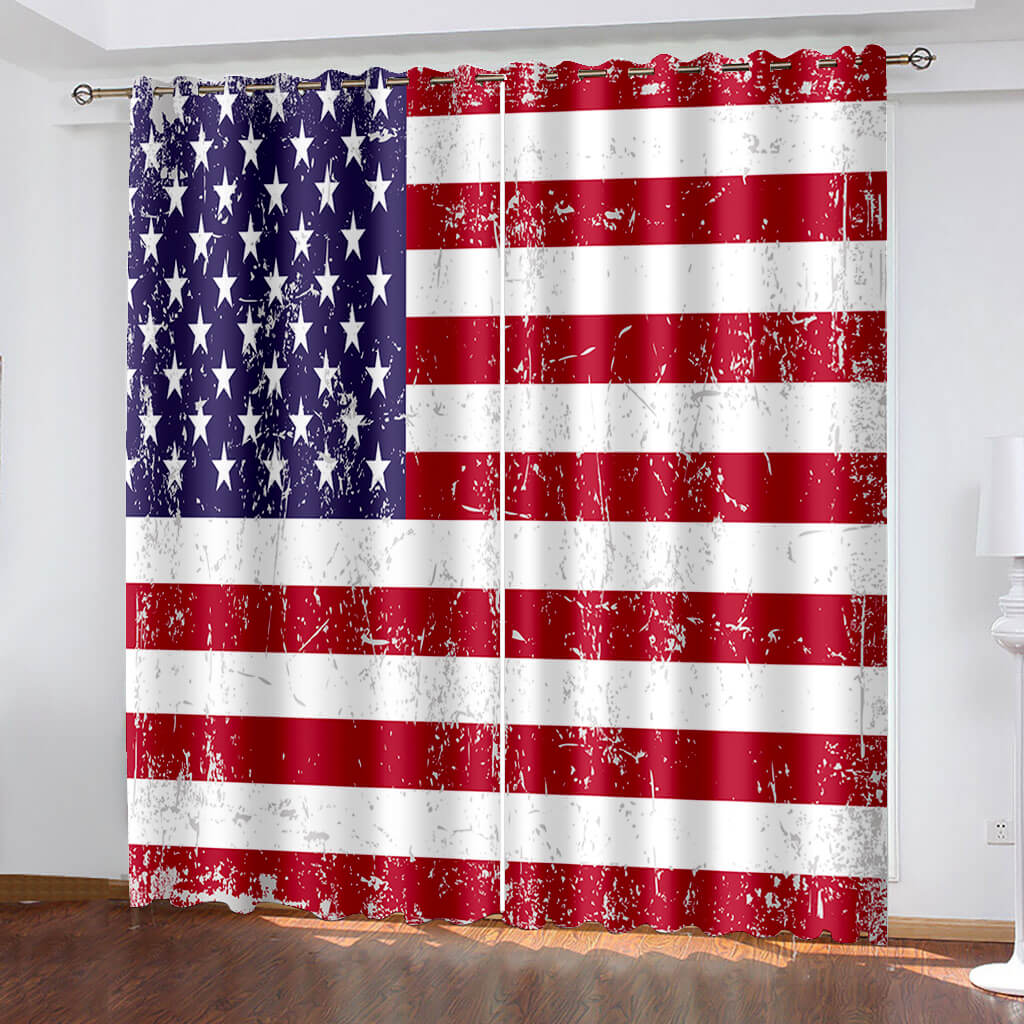 2024 NEW American Flag Curtains Pattern Blackout Window Drapes