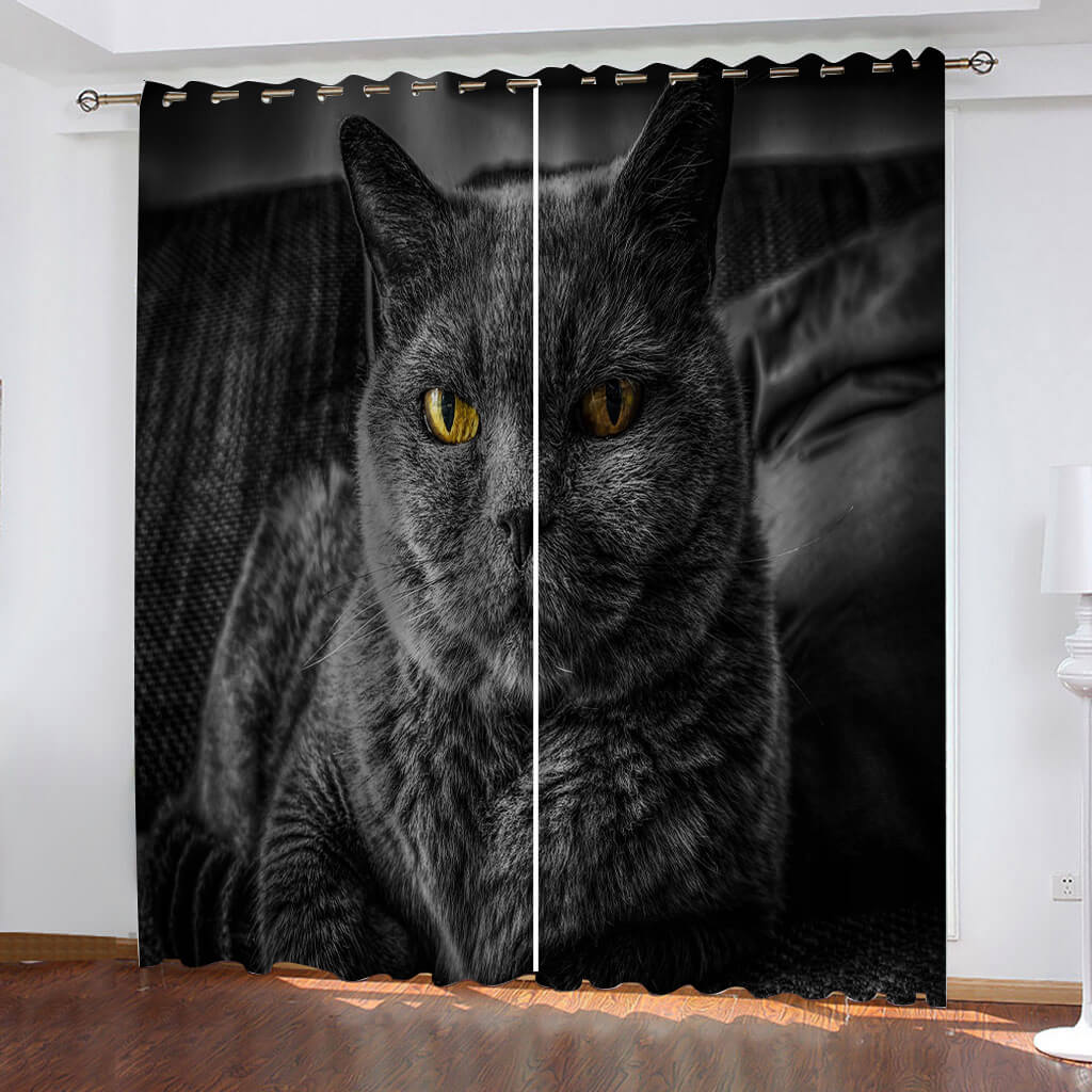 2024 NEW Animal Cute Cat Curtains Blackout Window Drapes