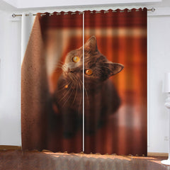 2024 NEW Animal Cute Cat Curtains Blackout Window Drapes