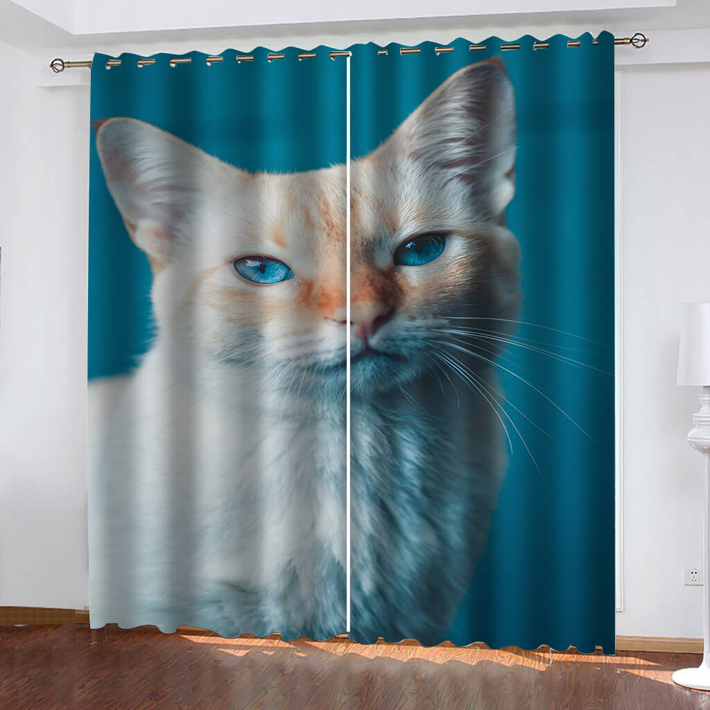 2024 NEW Animal Cute Cat Curtains Blackout Window Drapes