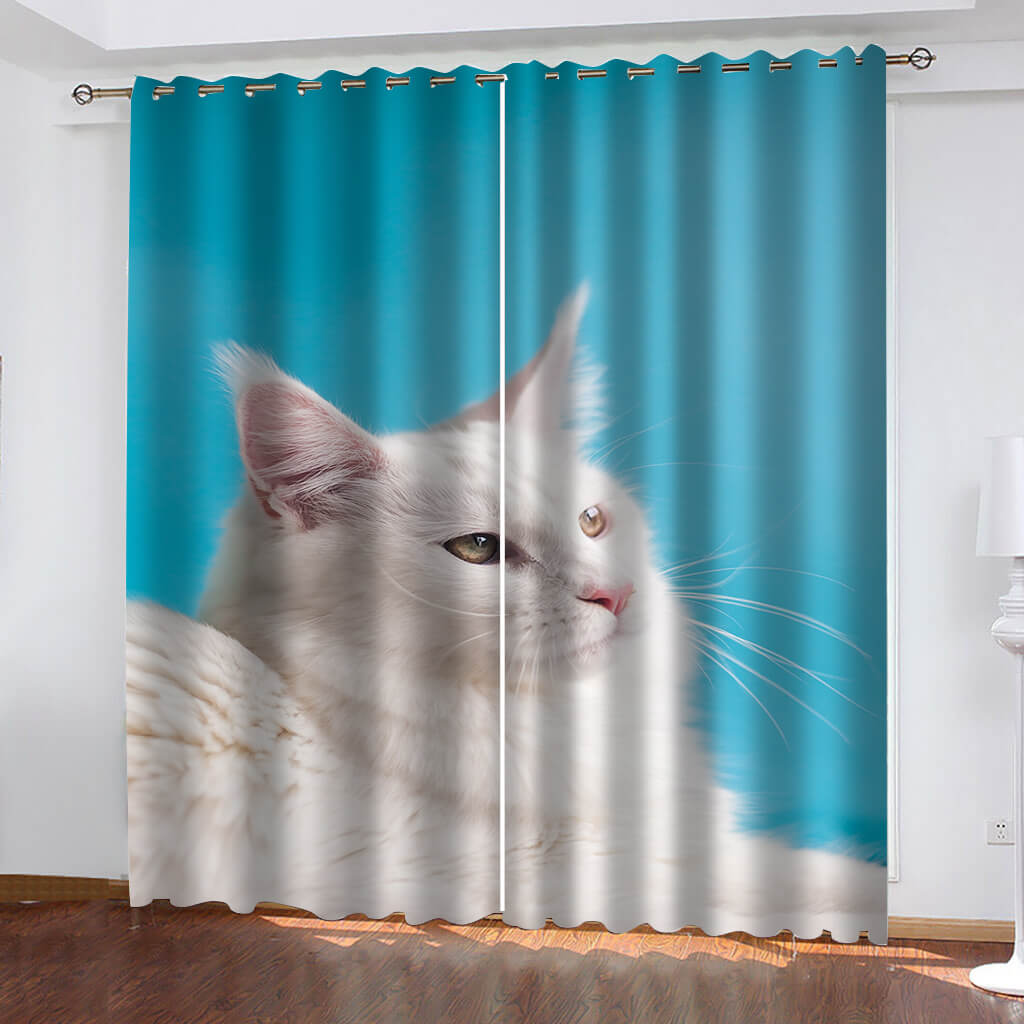 2024 NEW Animal Cute Cat Curtains Blackout Window Drapes