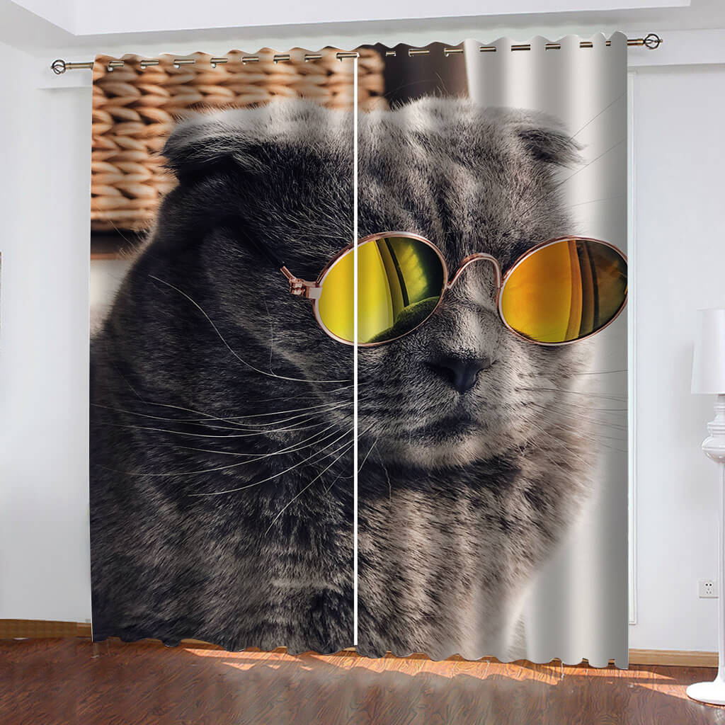 2024 NEW Animal Cute Cat Curtains Blackout Window Drapes